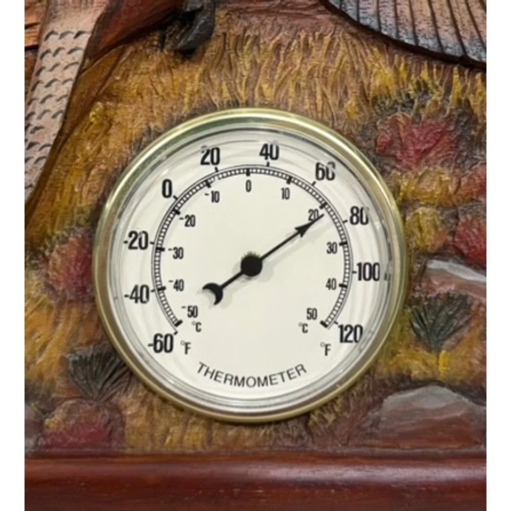 Bridger Trading Company Pheasant Wood Relief Weather Station Clock Barometer